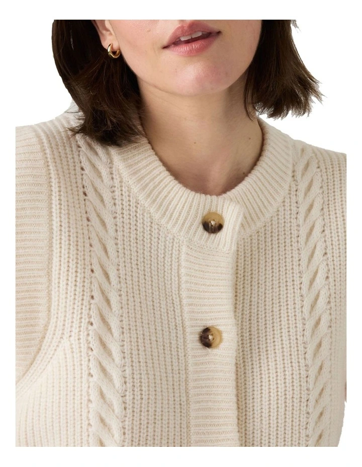 Ines Cable Sweater Vest in Whisper White image 4