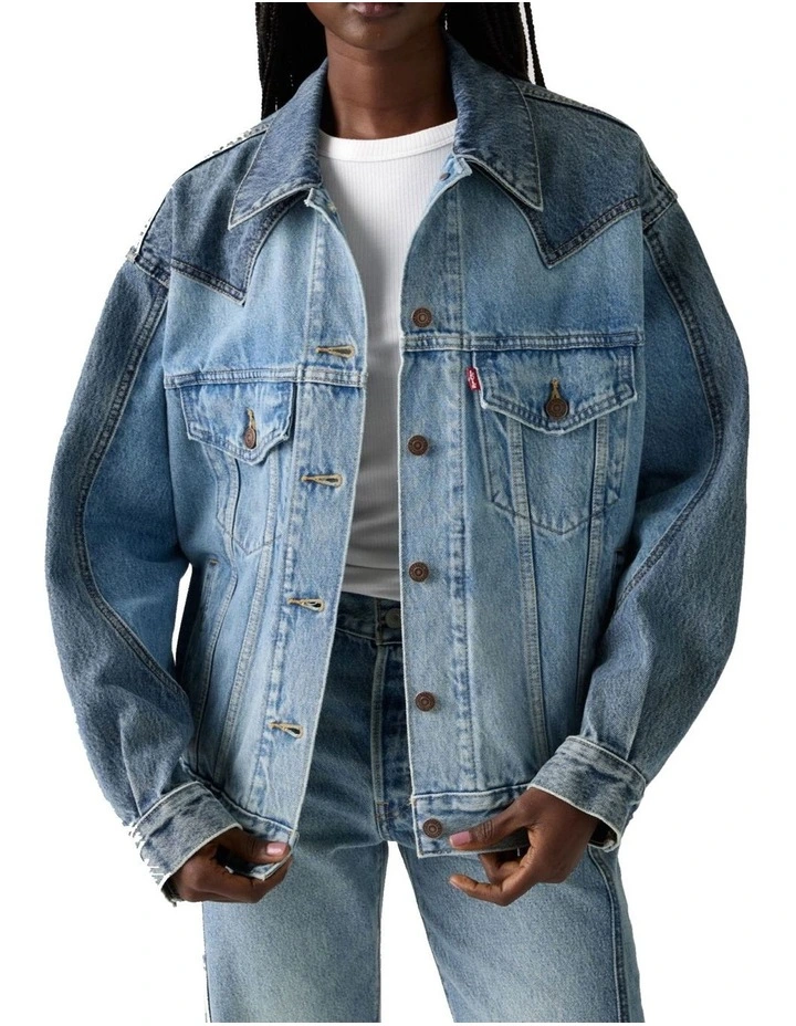 90s Western Pieced Trucker Jacket in Free Range image 3