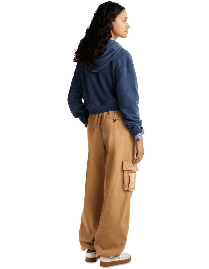 Boxy Garment-Dyed Cropped Hoodie in Navy image 4