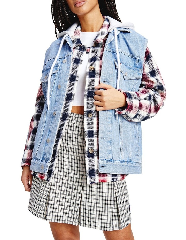 Hemp Denim Oversized Trucker Hoody Vest Light Blue