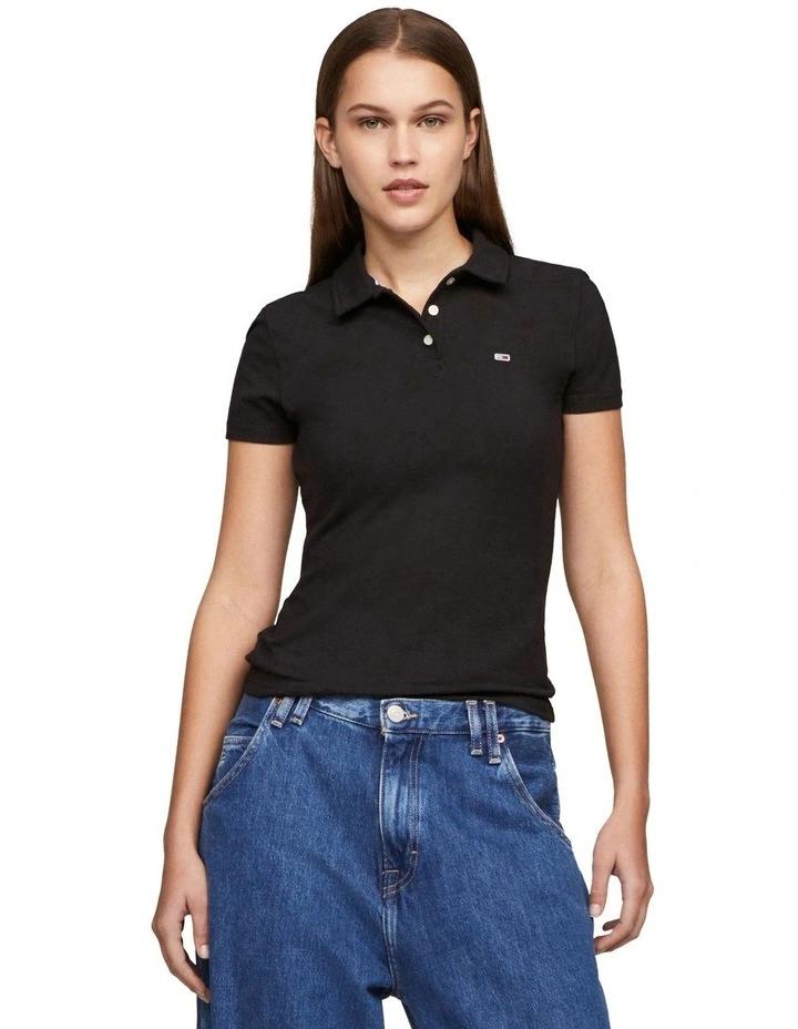 Slim Essential Polo in Black image 1