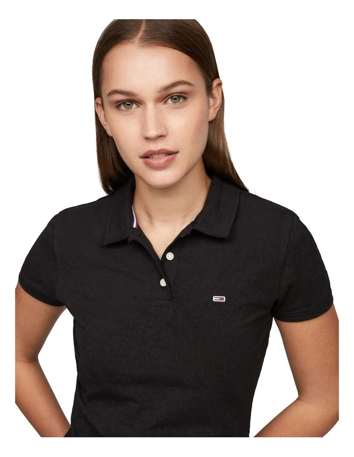 Slim Essential Polo in Black image 2