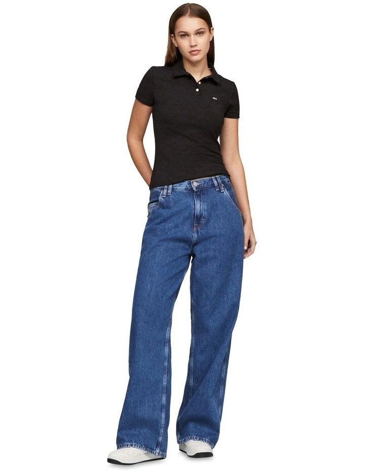 Slim Essential Polo in Black image 3