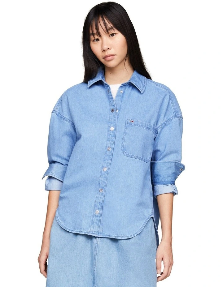 Oversized Fit Denim Overshirt in Denim image 1