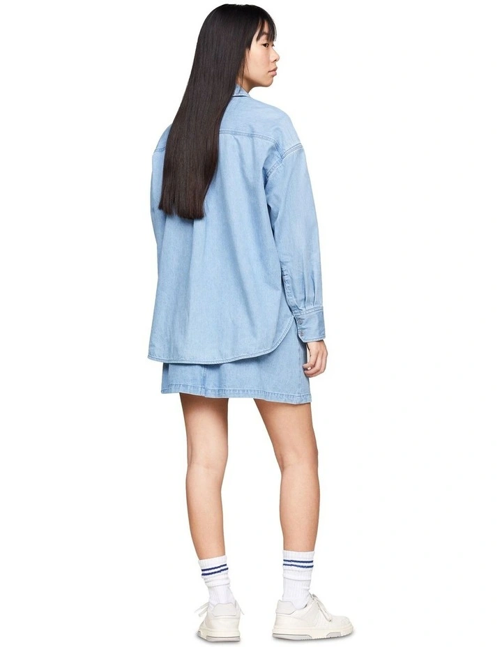 Oversized Fit Denim Overshirt in Denim image 3