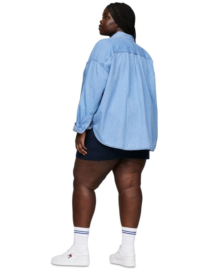 Oversized Fit Denim Overshirt in Denim image 7