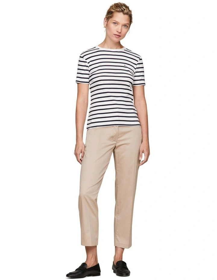 New Slim Cody Crew Neck Short Sleeves T-Shirt in Breton Ecru/Desert image 1