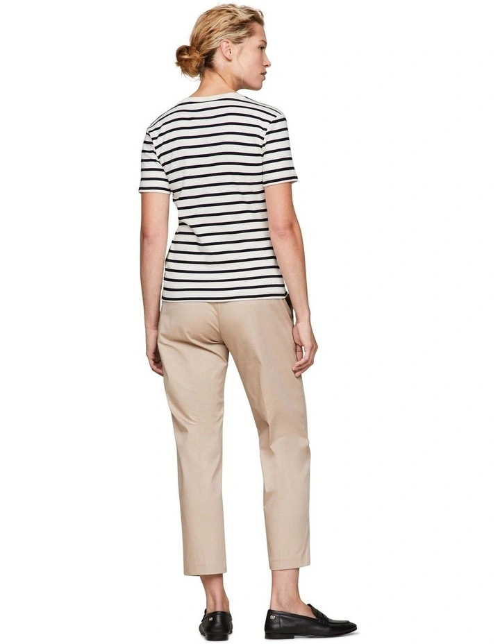 New Slim Cody Crew Neck Short Sleeves T-Shirt in Breton Ecru/Desert image 2