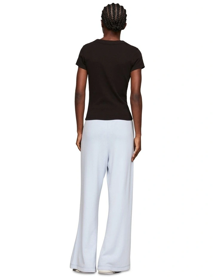 Badge Slim Fit Ribbed T-Shirt in Black image 2