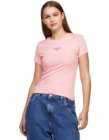 Slim Essential Logo Tee in Pink
