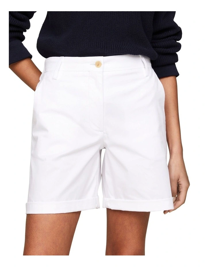 Mom Fit Chino Shorts in White image 1