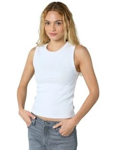 Main Squeeze Muscle Tank Top in White