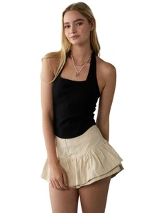 Corset Halter Tank Top in Black