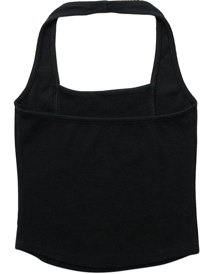 Corset Halter Tank Top in Black image 4