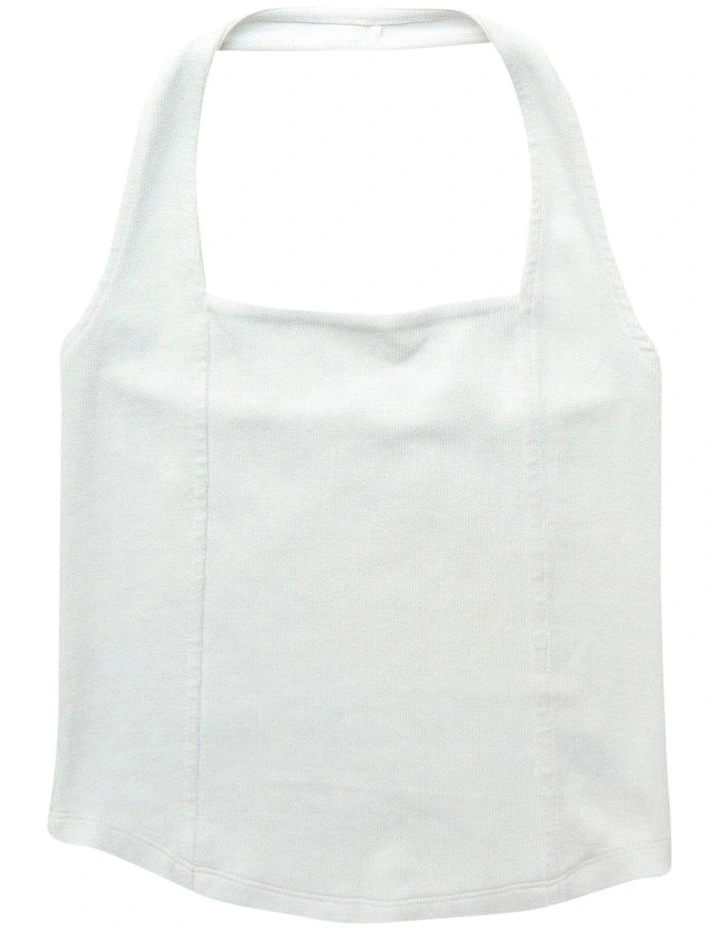 Corset Halter Tank Top in White image 3