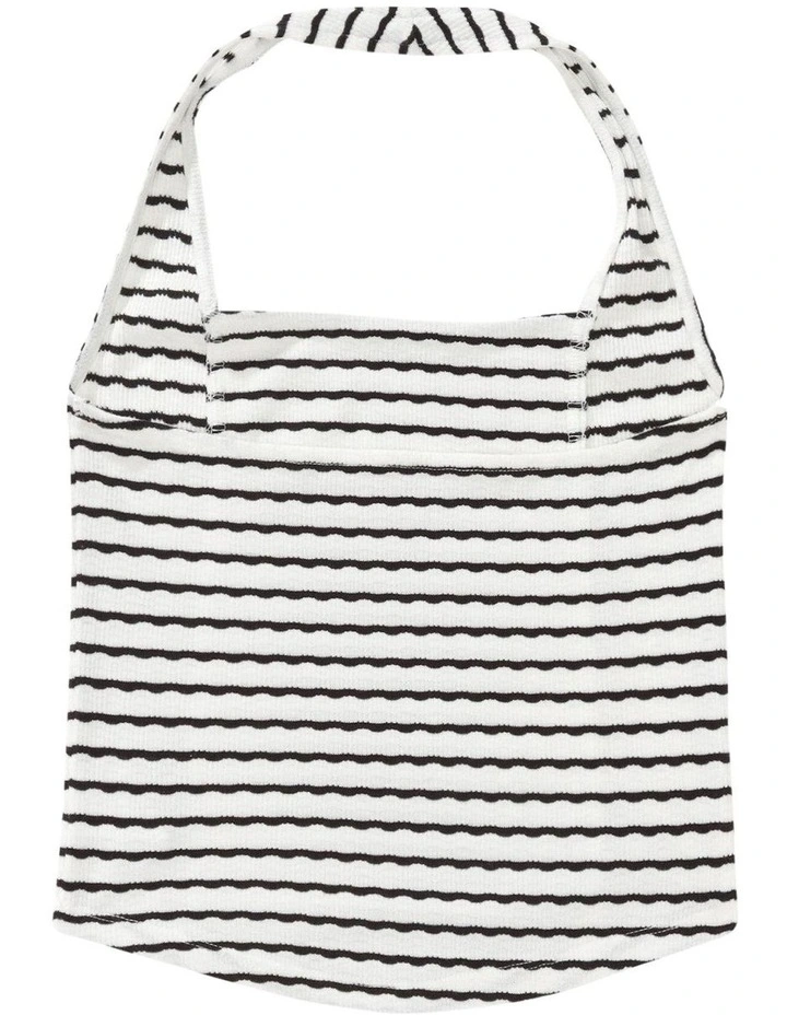 Corset Halter Tank Top in Black Stripe image 4