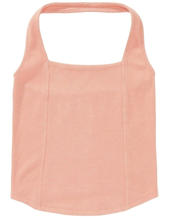 Corset Halter Tank Top in Washed Orange image 3