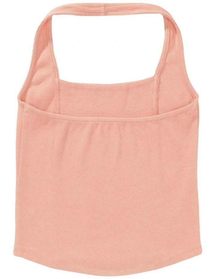 Corset Halter Tank Top in Washed Orange image 4