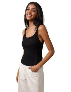 Cropped Crochet Tank Top in Bold Black