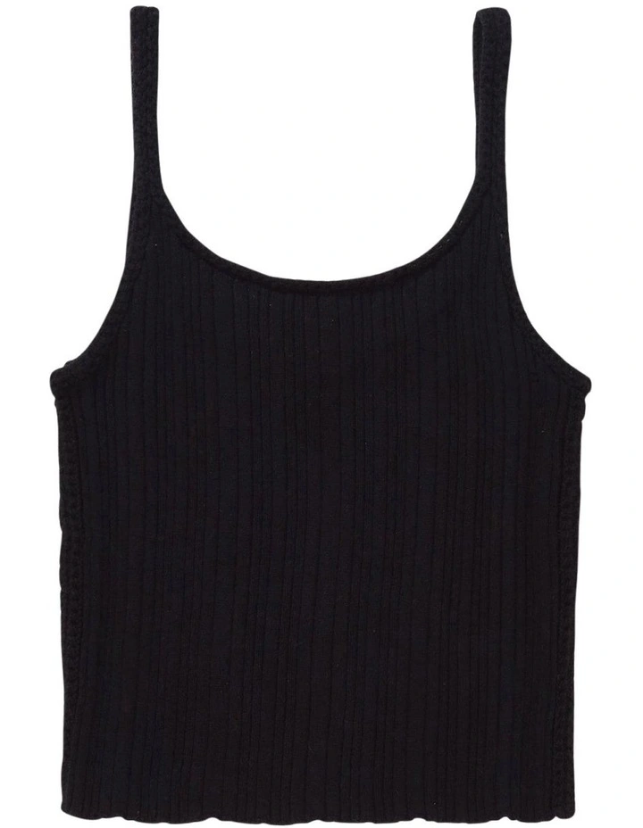 Cropped Crochet Tank Top in Bold Black image 4