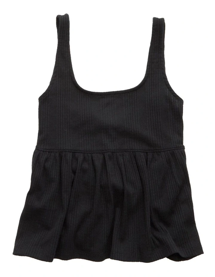 6191 Tie Front Peplum Tank in Black image 4