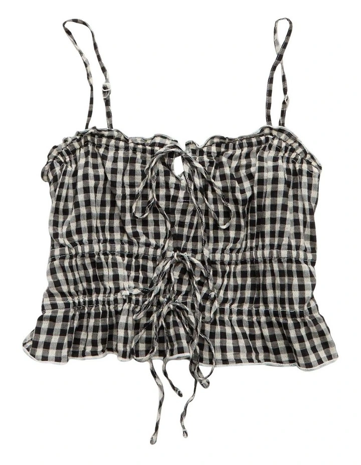 6419 Tiered Ruched Tank in Plaid image 3