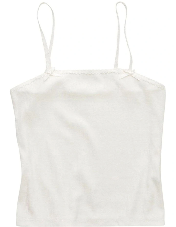 Lace Trim Cami in White image 3