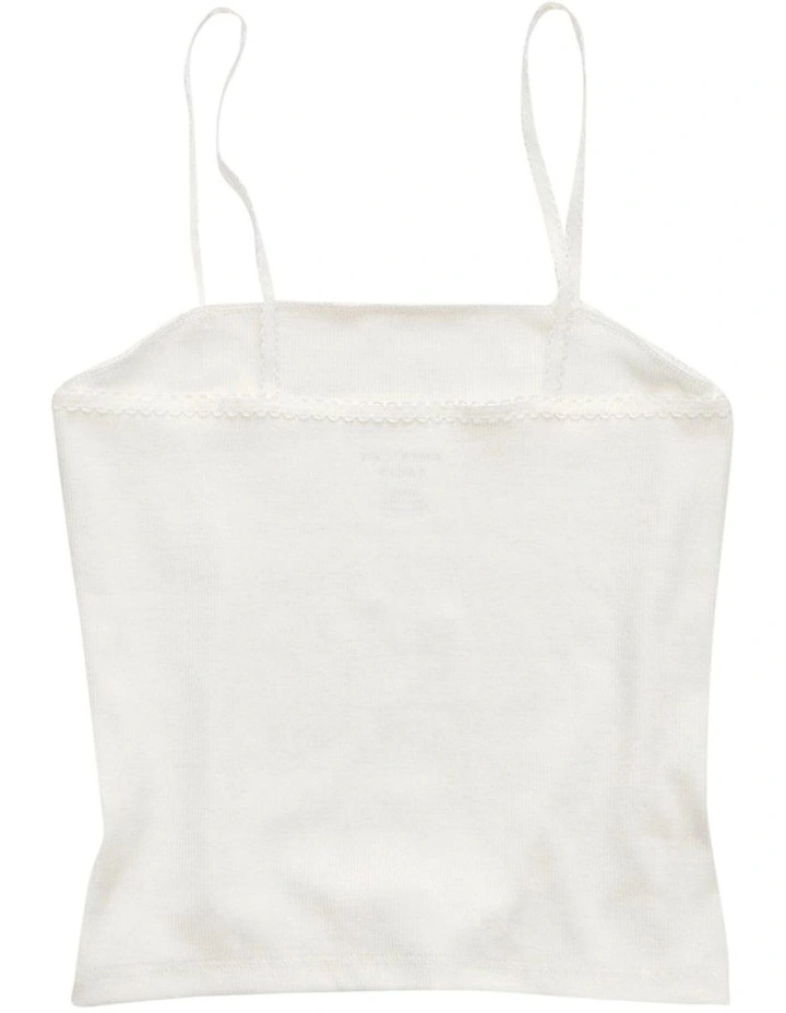 Lace Trim Cami in White image 4