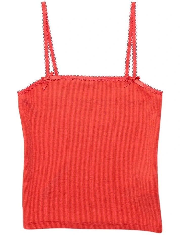 Lace Trim Cami in Cherry image 3