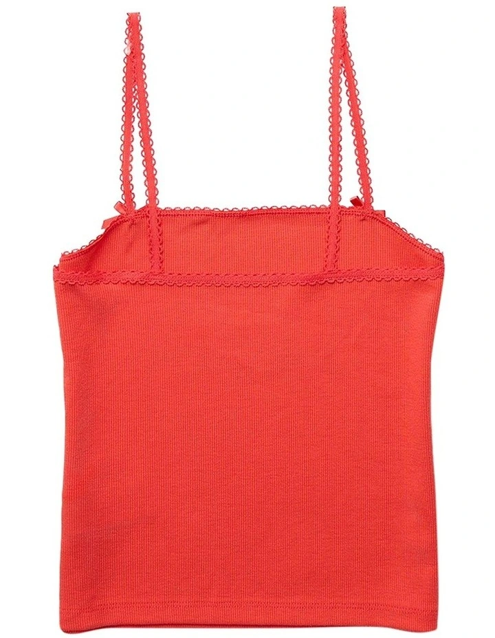 Lace Trim Cami in Cherry image 4