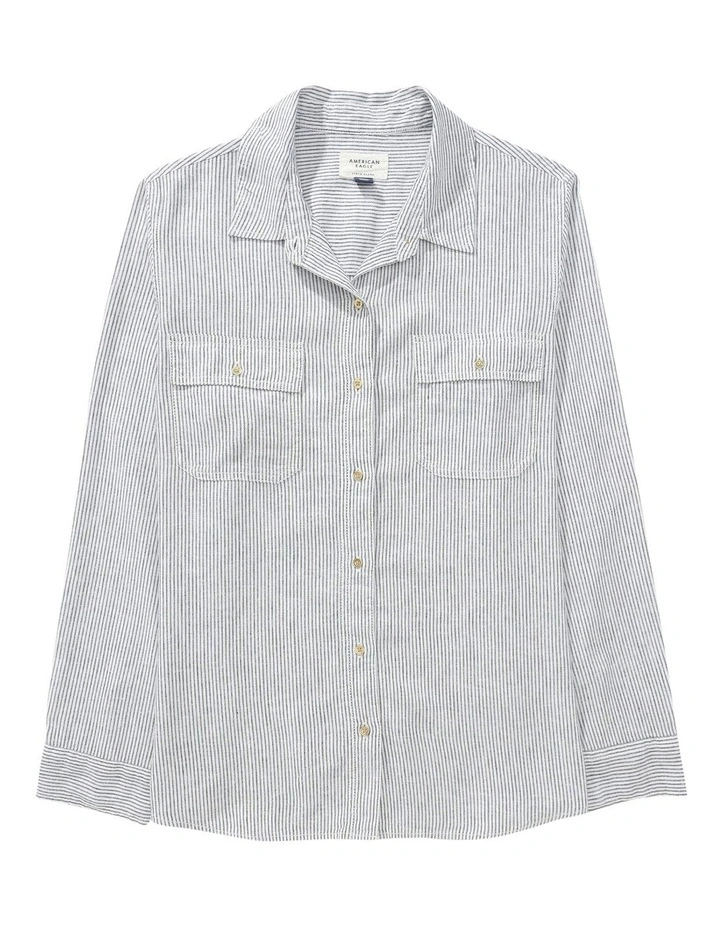 Weekend Vibes Linen-Blend Long-Sleeve Button-Up Shirt in Olive image 3