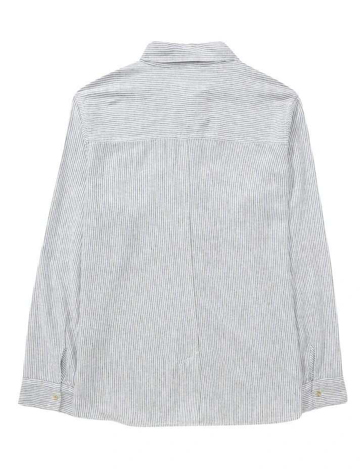 Weekend Vibes Linen-Blend Long-Sleeve Button-Up Shirt in Olive image 4