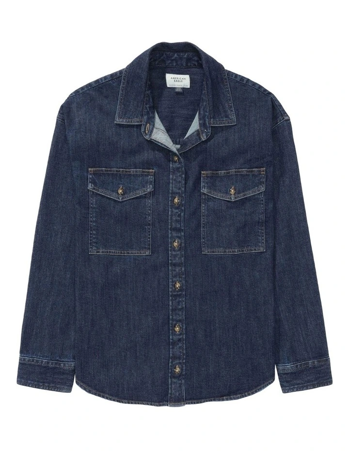 Dreamy Drape Oversized Button Shirt in Dark Clouds image 3