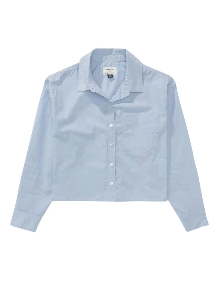 Perfect Shirt Franchise Ls Poplin Shirt Cropped in Light Blue image 3