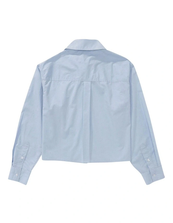 Perfect Shirt Franchise Ls Poplin Shirt Cropped in Light Blue image 4