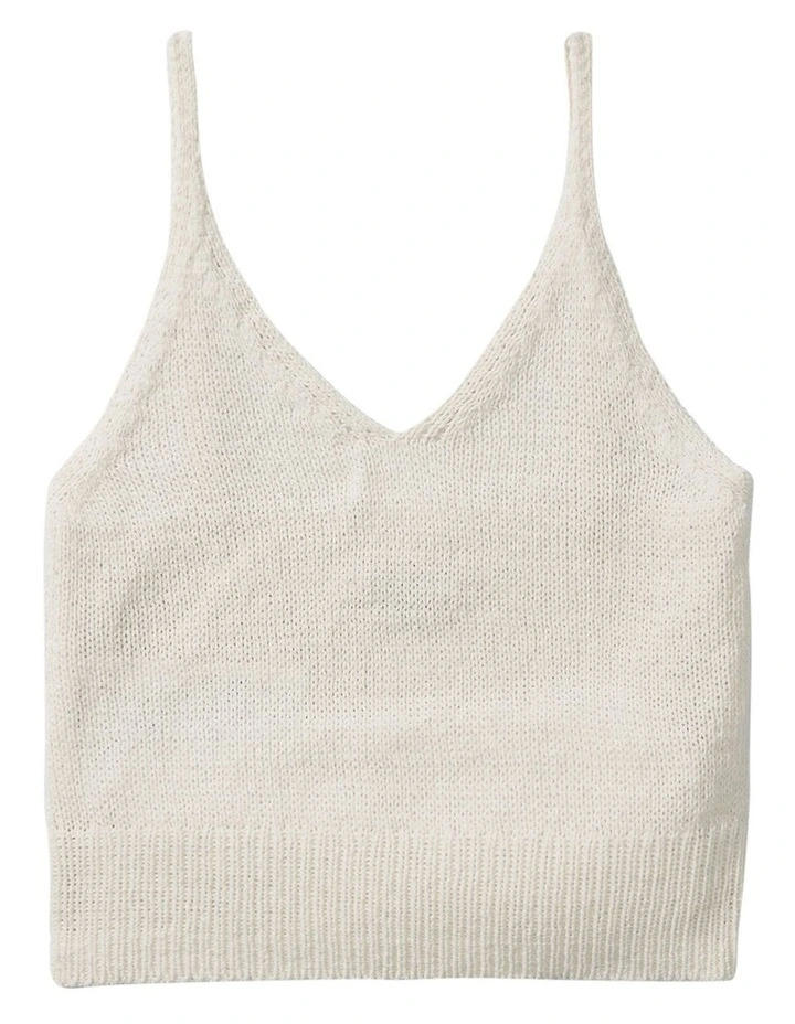 V-Neck Sweater Cami Top in White image 3