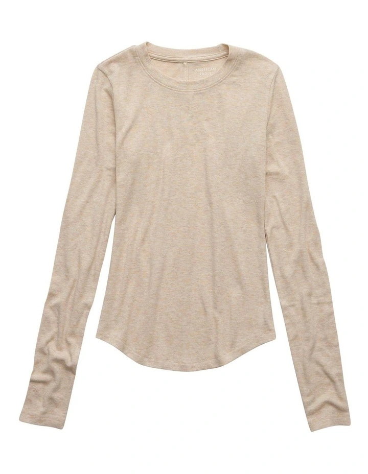 Cozy Up Long-Sleeve Layering T-shirt in Oatmeal Heather image 3