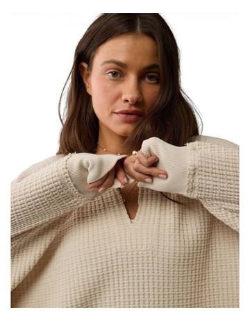 Big Hug Waffle Sweatshirt in Latte