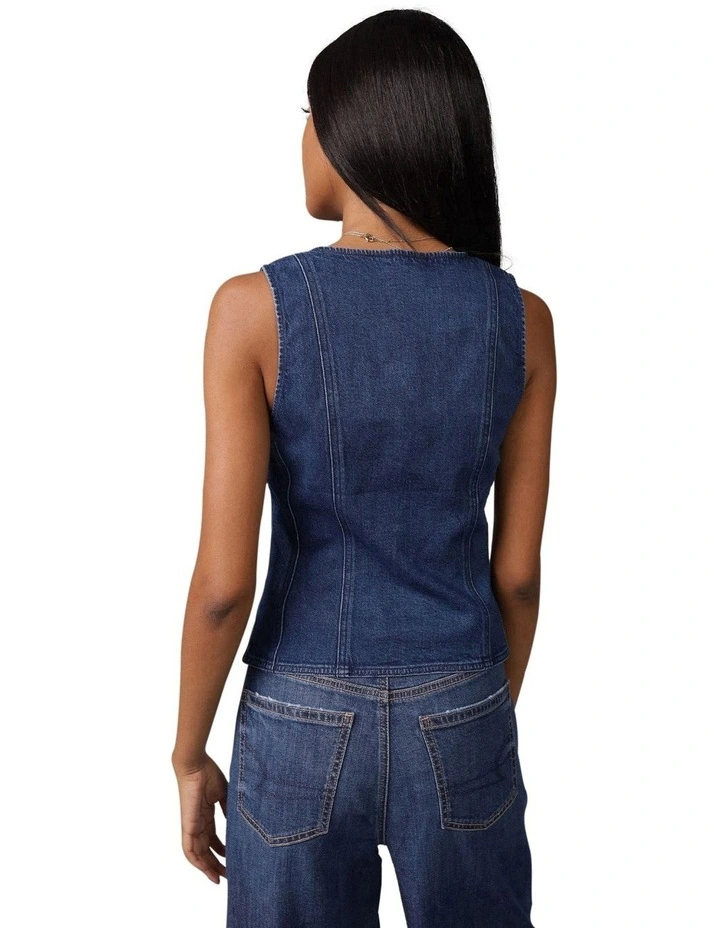 Denim Vest in Medium Wash image 2