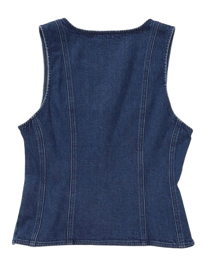 Denim Vest in Medium Wash image 4