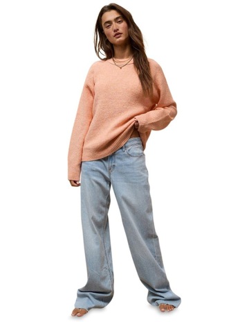 Whoa So Soft Crew Neck Sweater in Peach