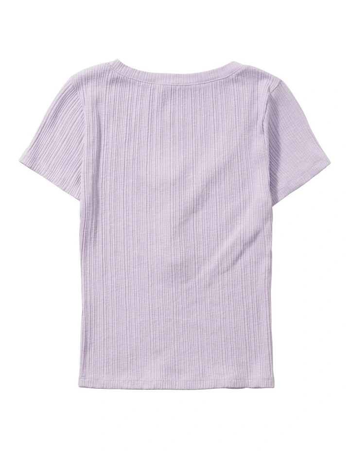 Scoop Neck Henley Tee in Lively Lilac image 4