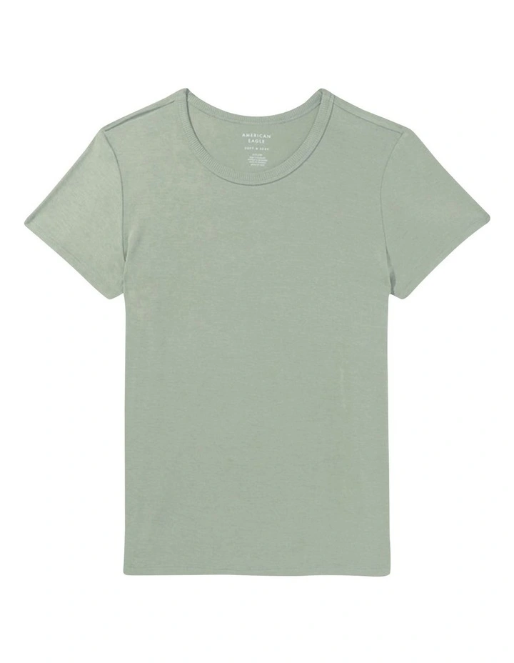 Soft and Sexy Short-Sleeve Crew Neck Tee in Olive image 3