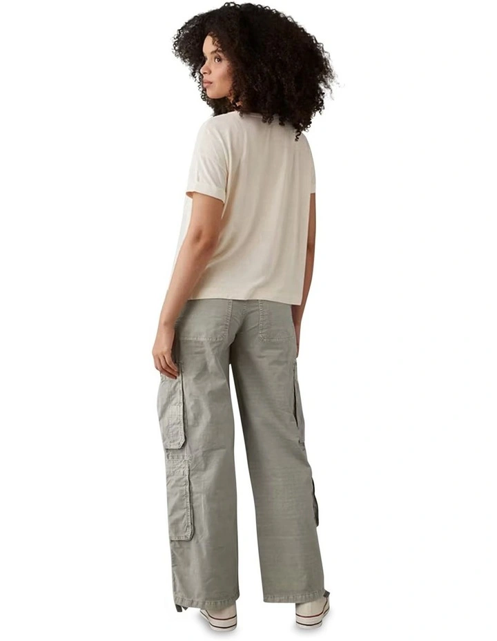 Soft & Sexy Oversized Pocket T-Shirt in Cream image 2