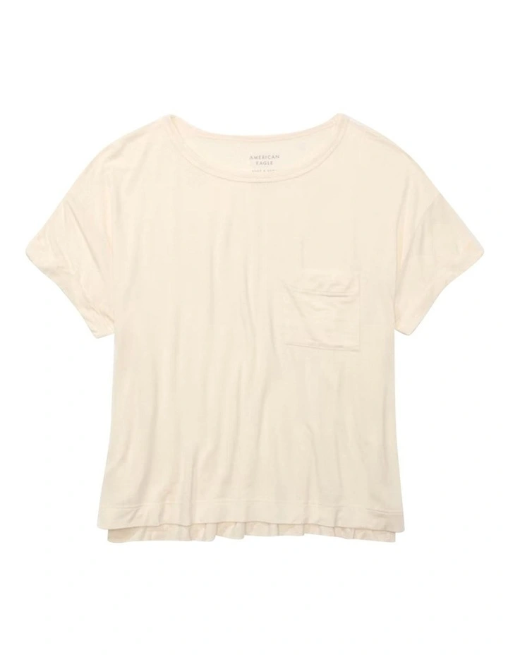 Soft & Sexy Oversized Pocket T-Shirt in Cream image 3