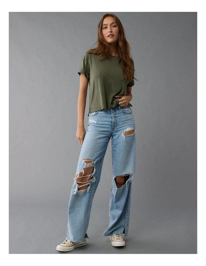 Soft & Sexy Oversized Pocket T-shirt in Green image 4