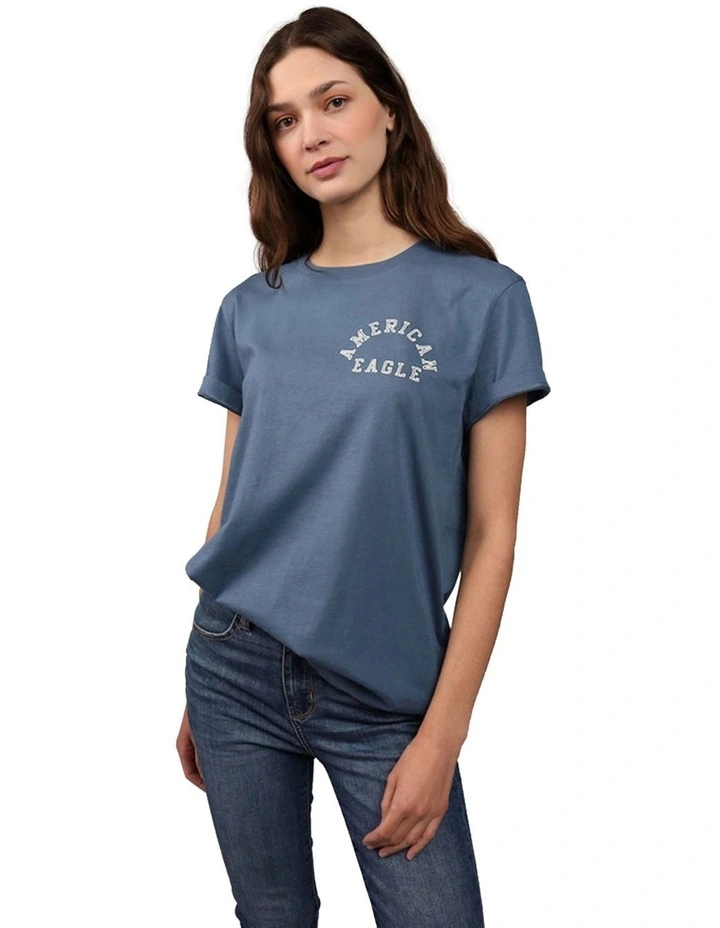 Oversized Logo Graphic T-Shirt in Navy image 1