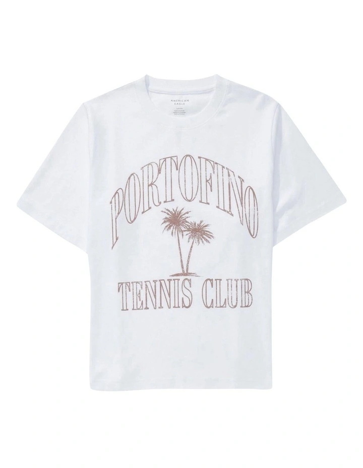 Oversized Destination Graphic T-shirt in White image 3