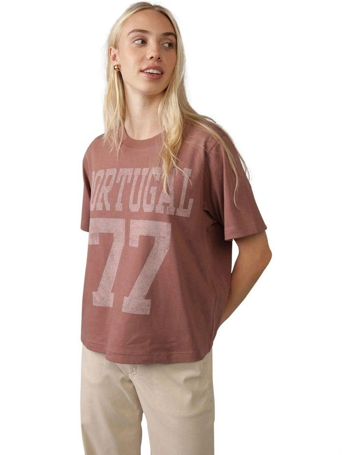 Oversized Destination Graphic T-shirt in Rust image 1