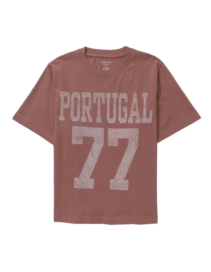 Oversized Destination Graphic T-shirt in Rust image 3